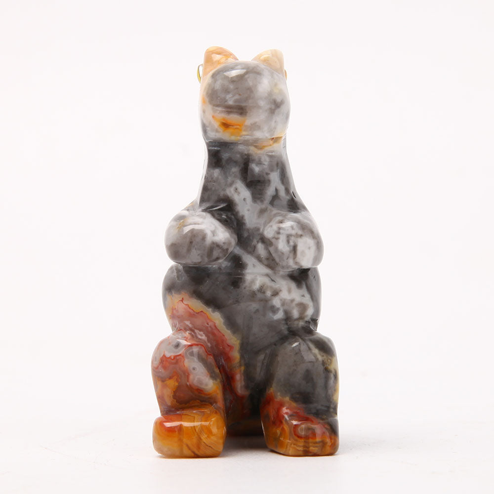 Sculpture en cristal de dinosaure Crazy Agate de 2,5 pouces
