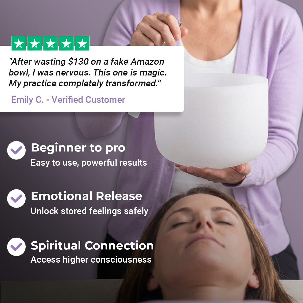 High C Note Crystal Singing Bowl for Meditation 6/7 inch - Customer Review