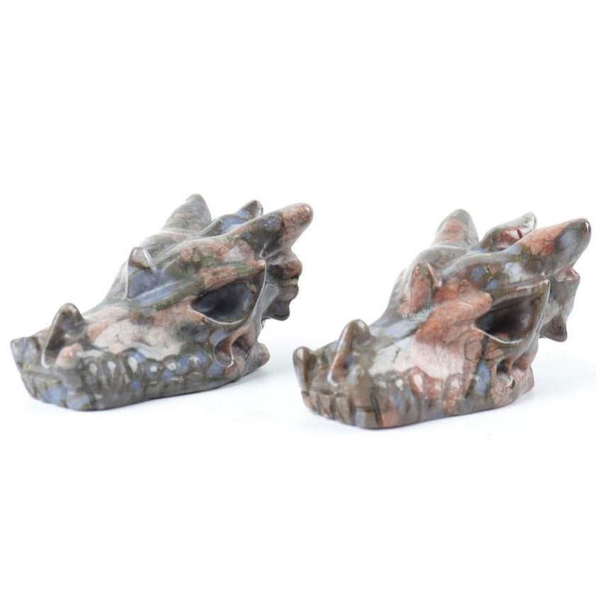 Tête de dragon en cristal sculptée, pierre polie, 6,5 cm