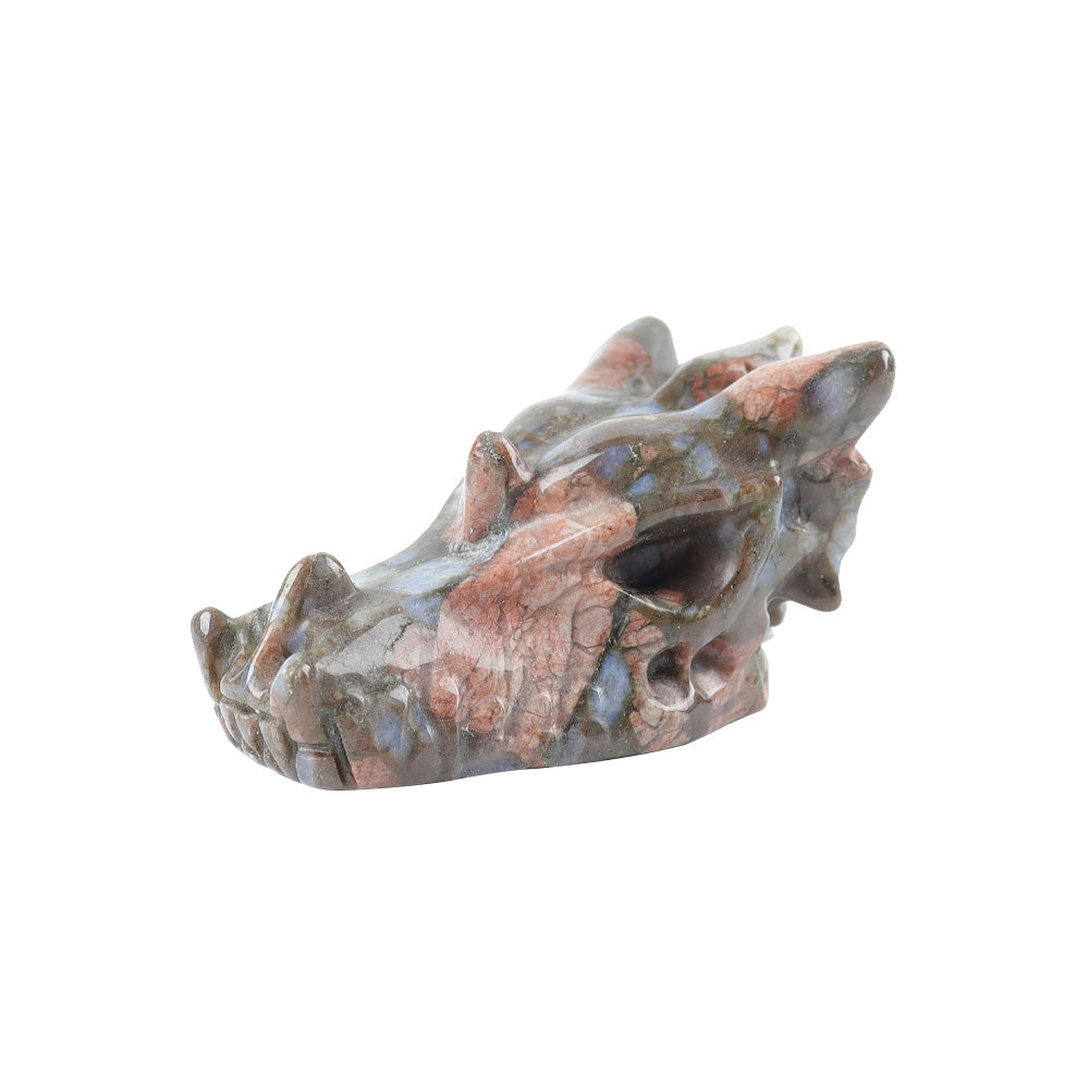 Tête de dragon en cristal sculptée, pierre polie, 6,5 cm