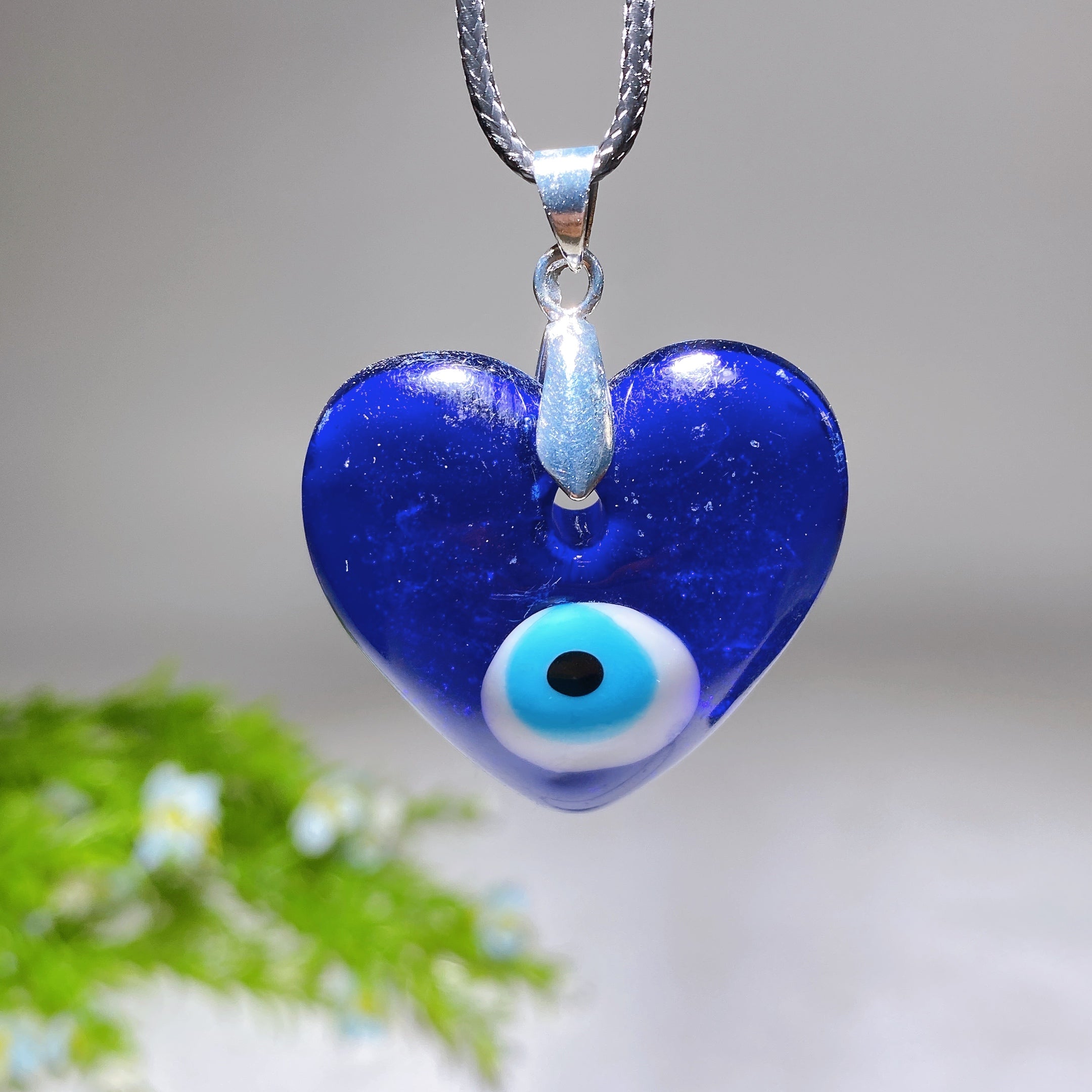 Collier en cristal anti-mauvais œil en forme de cœur 30 mm pour la protection