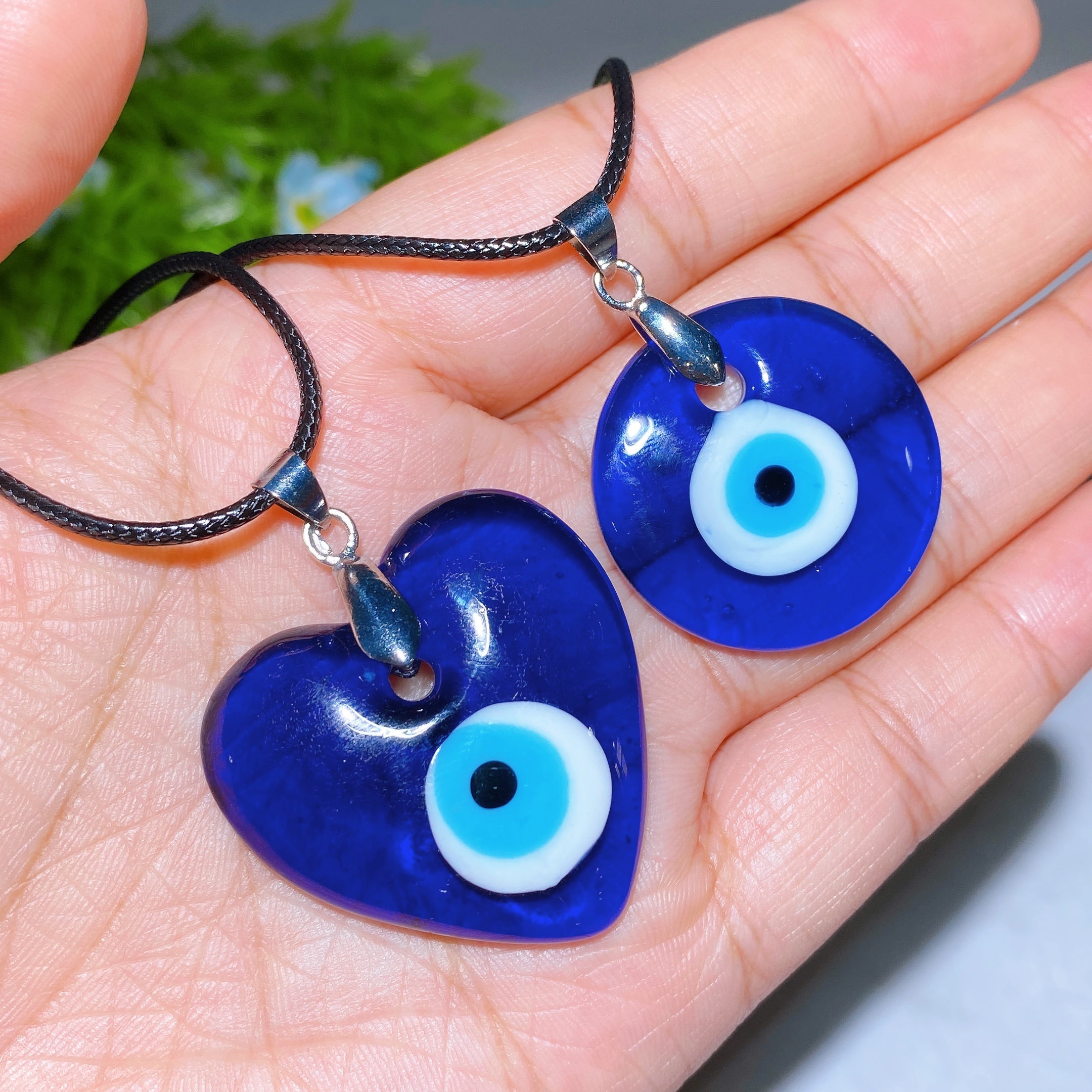Collier en cristal anti-mauvais œil en forme de cœur 30 mm pour la protection
