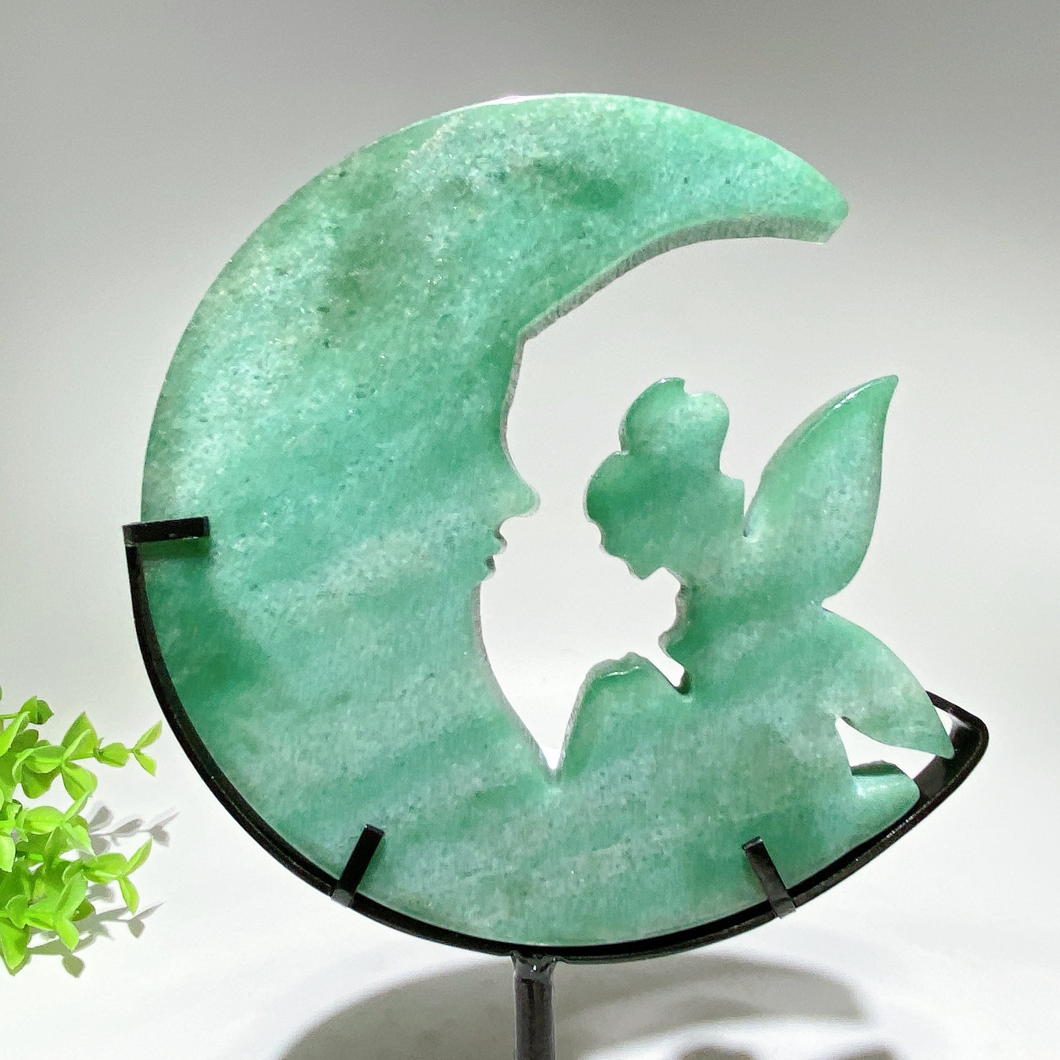 Figurine sculptée de fée en cristal sur la lune, 10 cm, guérison