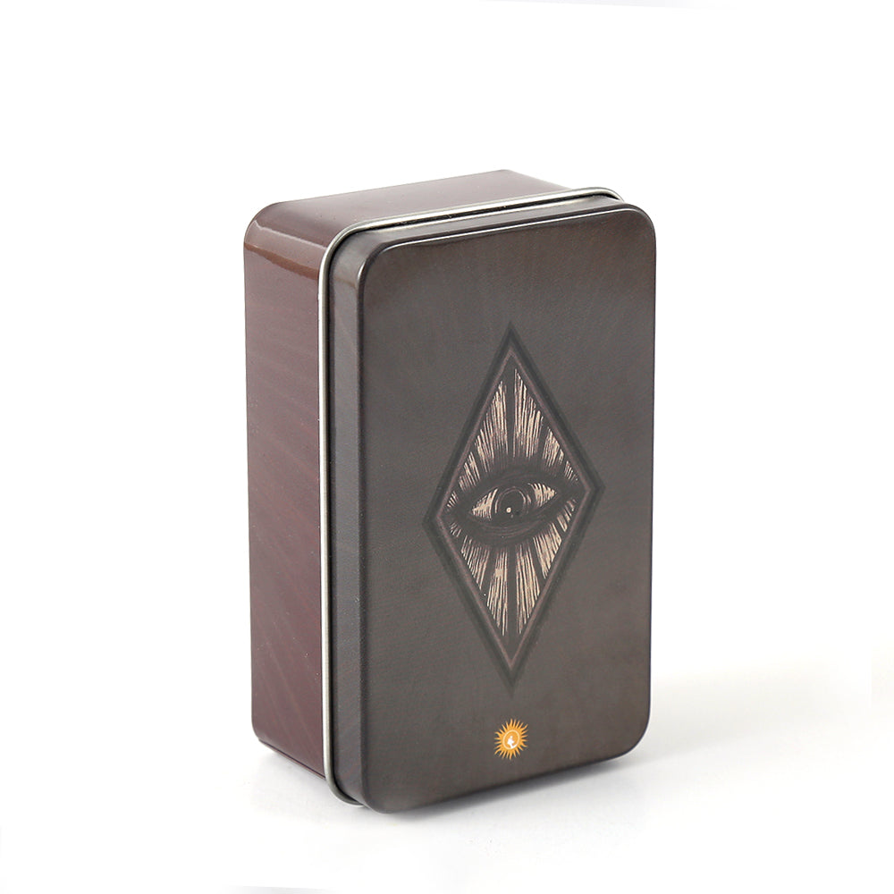Crystal Healing Metal Box With Eye & Sun Design 10x6x4cm
