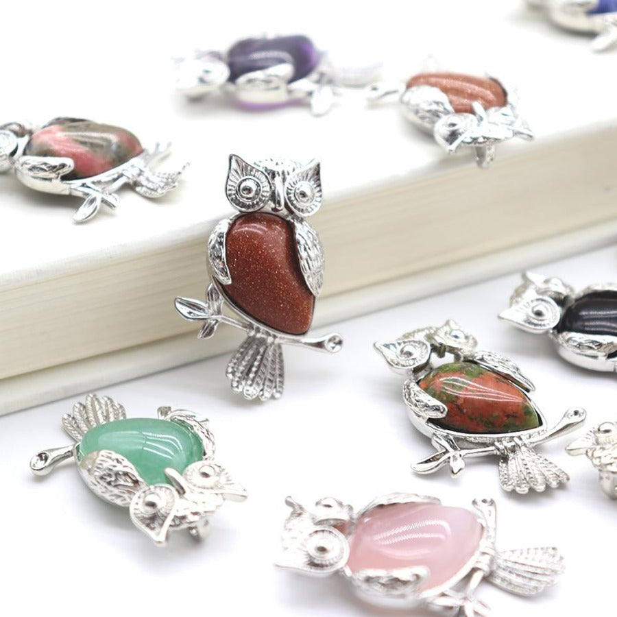 Pendentif hibou en cristal 3,5 cm améthyste et plus