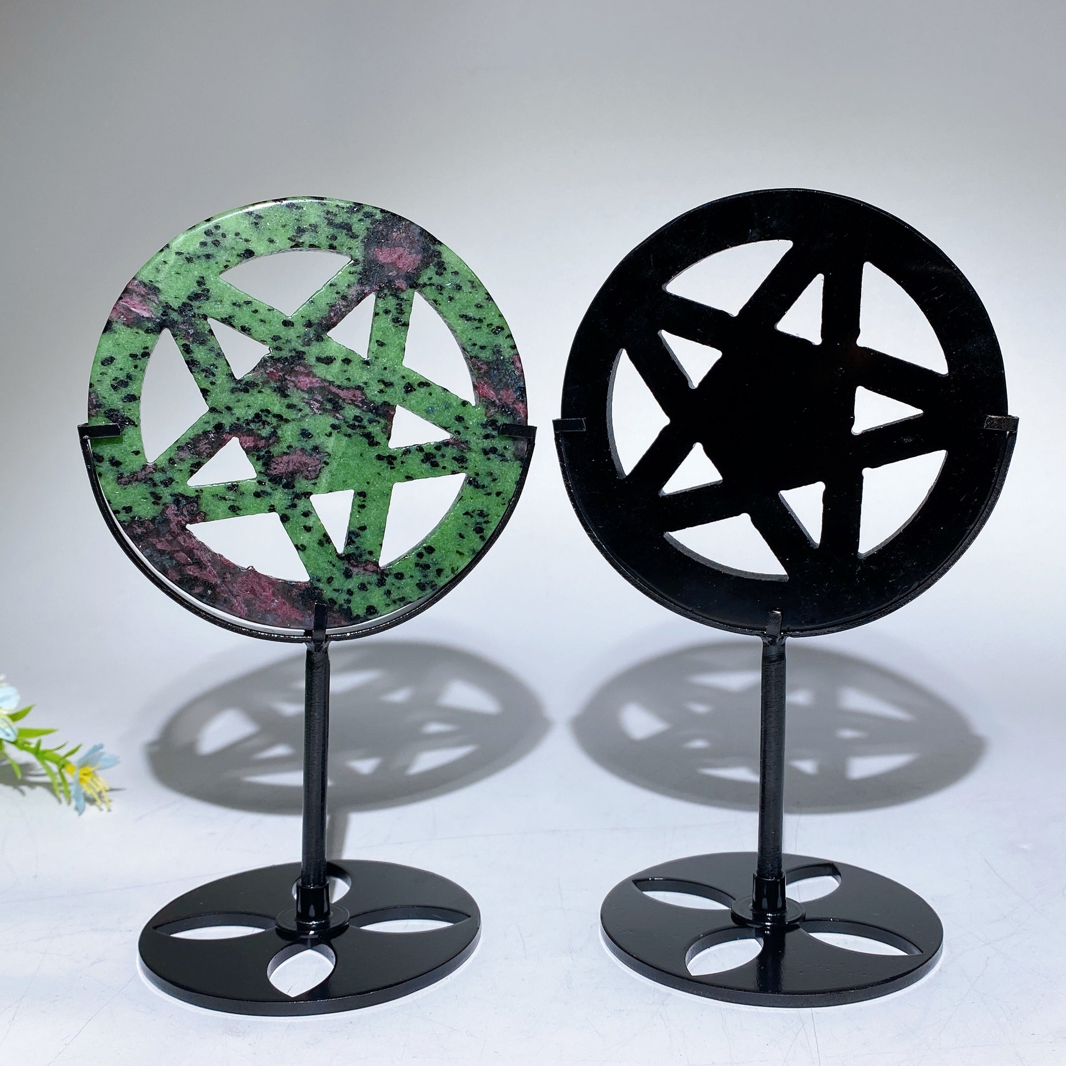 Pentacle en cristal sculpté de 9,7 cm avec support pour la guérison