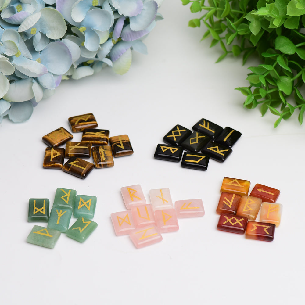 Ensemble de pierres de paume runiques en cristal - Healing Touchstones