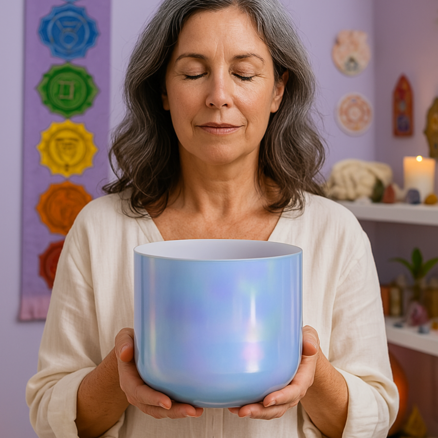 Bol chantant en cristal Blue Alchemy pour la relaxation sonore