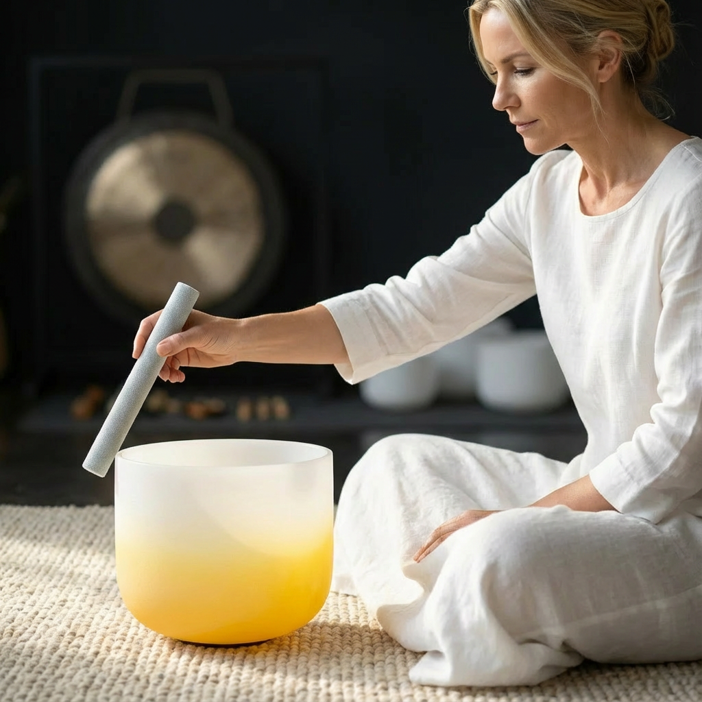 Bol chantant en cristal (note Mi) - Méditation sonore du plexus solaire