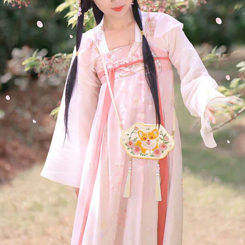 Sac Hanfu brodé motif animal mignon | Sac bandoulière porte-bonheur panda et chat