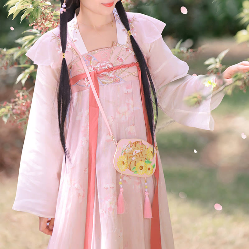 Sac Hanfu brodé motif animal mignon | Sac bandoulière porte-bonheur panda et chat