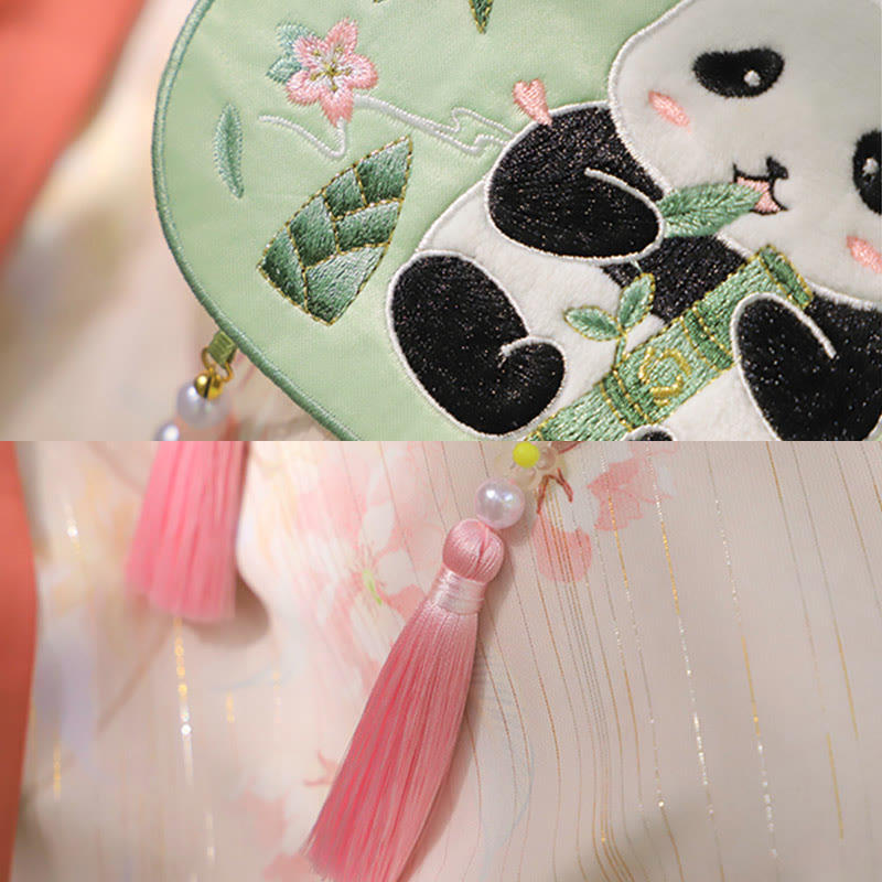 Sac Hanfu brodé motif animal mignon | Sac bandoulière porte-bonheur panda et chat