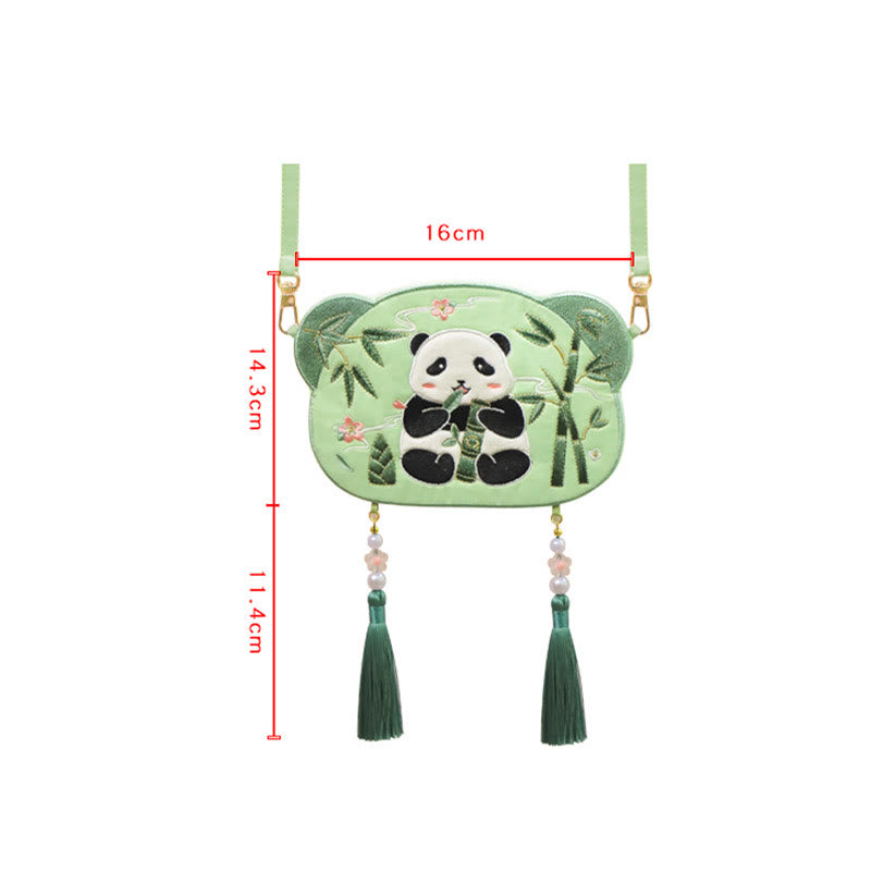 Sac Hanfu brodé motif animal mignon | Sac bandoulière porte-bonheur panda et chat