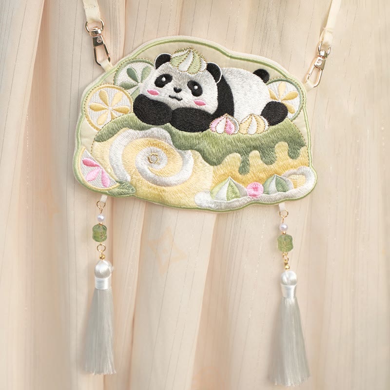 Sac Hanfu brodé motif animal mignon | Sac bandoulière porte-bonheur panda et chat