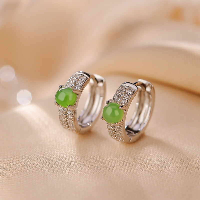 Boucles d'oreilles à tige Success en jade cyan 4 mm en argent sterling