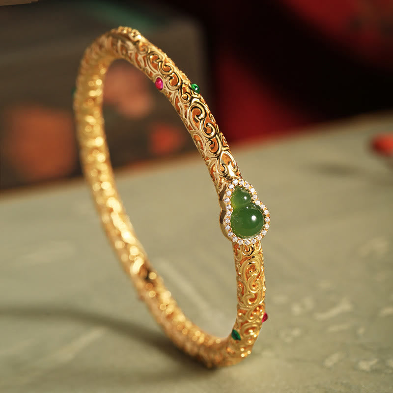 Bracelet en or plaqué cuivre jade cyan 56 mm Luck Harmony