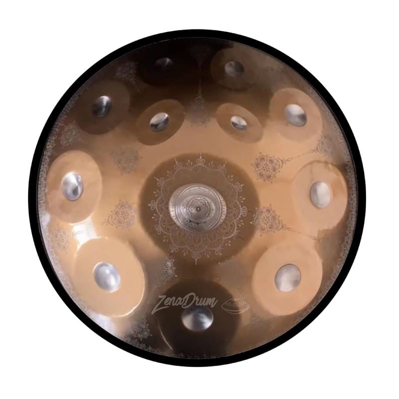 D Minor Kurd Handpan Drum with spiral tone fields and 9/12 notes for sale