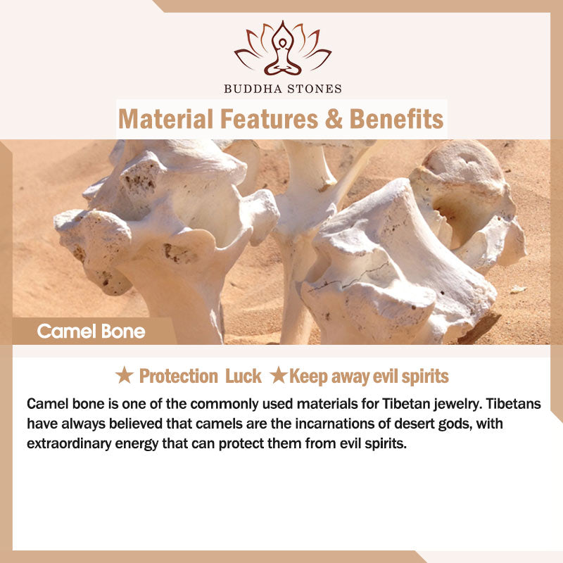8mm Tibetan Camel Bone Buddha Bracelet for Protection & Luck