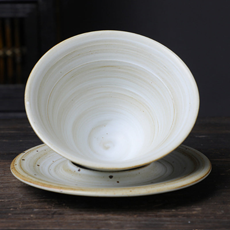 Ceramic Planet Design Coffee Mug with Saucer - Rough Pottery