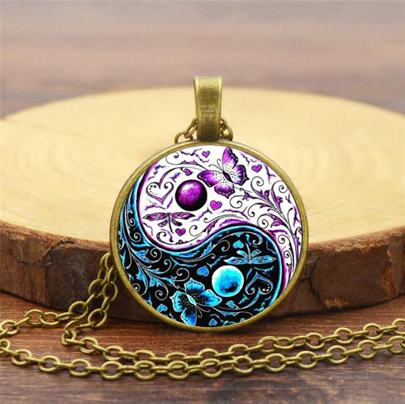 Collier pendentif équilibre Yin Yang en cuivre unisexe