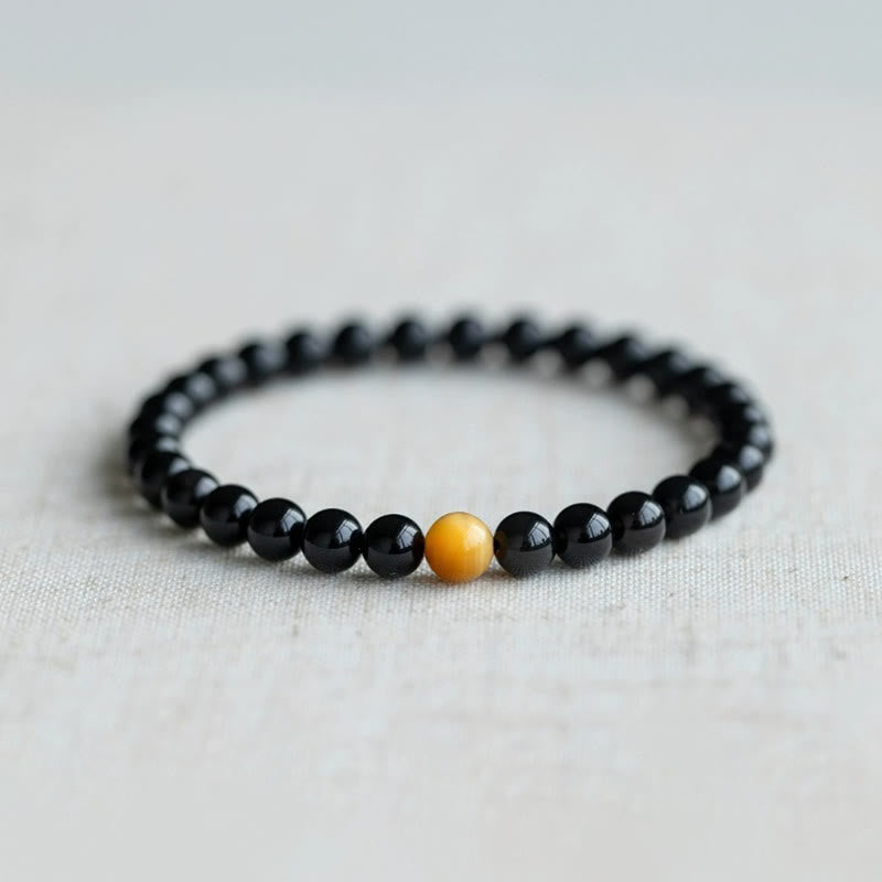Bracelet d'amour positif en obsidienne arc-en-ciel et œil de tigre de 8 mm