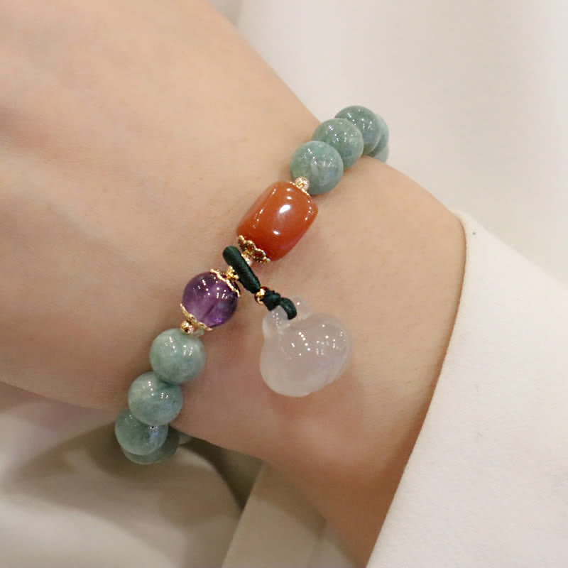 Bracelet de guérison en jade avec jade cyan et améthyste pour l'harmonie