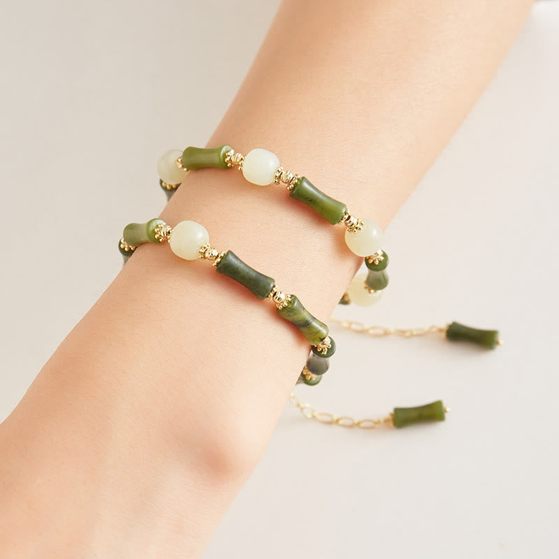 Bracelet spirituel en perles de verre et bambou, porte-bonheur et force