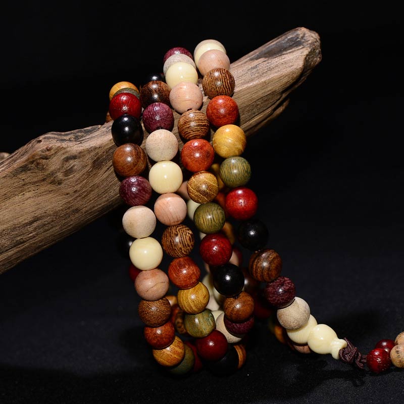 Bracelet Mala 108 perles en bois de wengé pour la méditation et l'équilibre