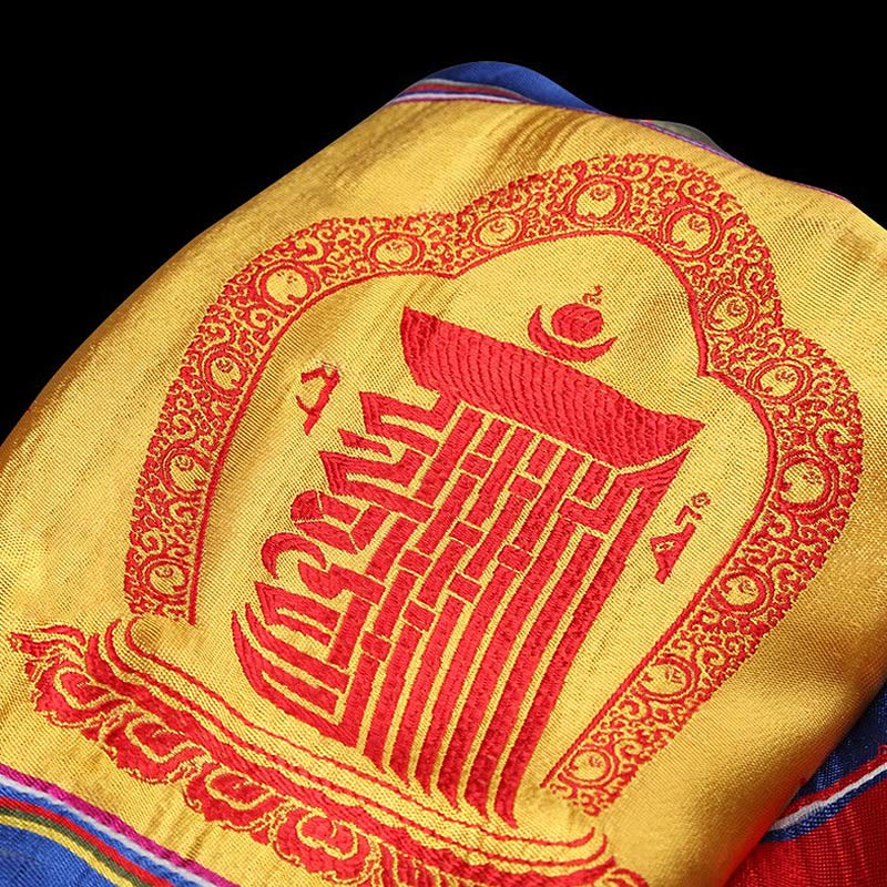 Multicolored Tibetan Khata Scarf 260x55cm Lotus Mantra Decoration