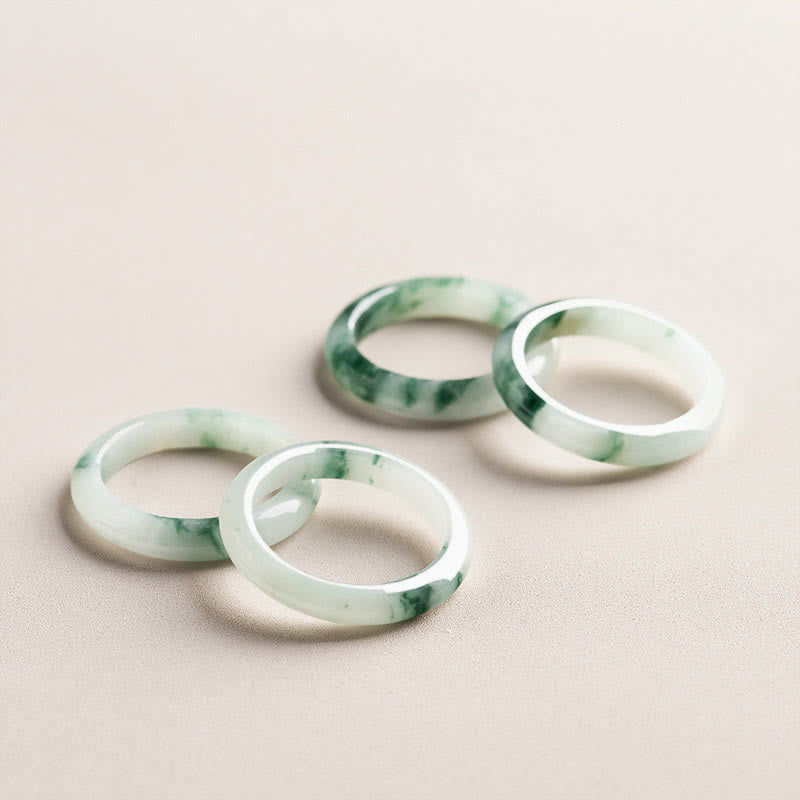 Bague en jade vert naturel pour la chance et l'abondance 17 mm