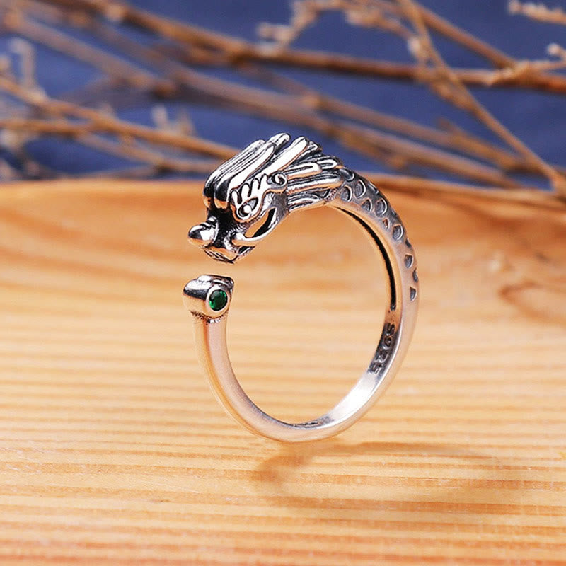 Bague Dragon Vintage Réglable pour le Succès et la Force