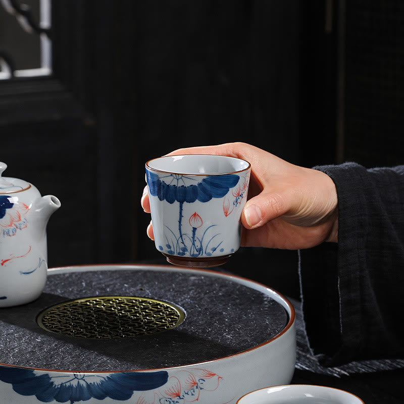 Zen Lotus Bamboo Ceramic Teacup for Meditation & Renewal