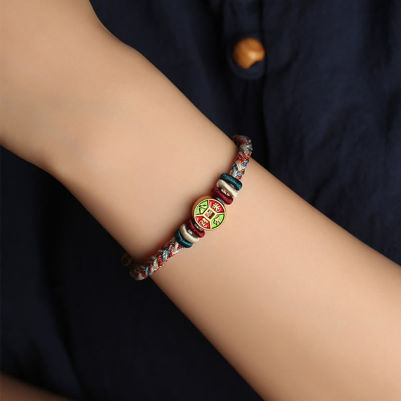 Bracelet spirituel coloré à huit fils avec nœud de paix