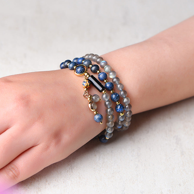 Bracelet de guérison calme en pierre de lune et lazurite pour une énergie positive