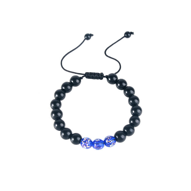 Bracelet de force en obsidienne noire de 10 mm avec pierre lumineuse
