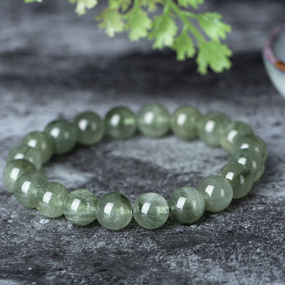 Bracelet spirituel en cristal vert de 8 mm pour la richesse et la protection
