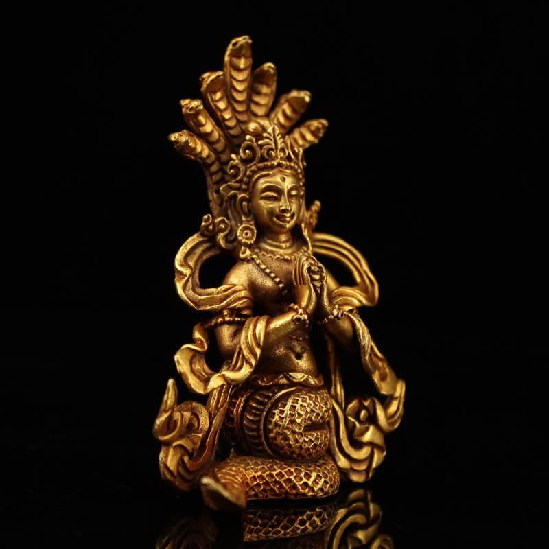 Statue de protection du Bodhisattva Nagarjuna en cuivre de 9 cm