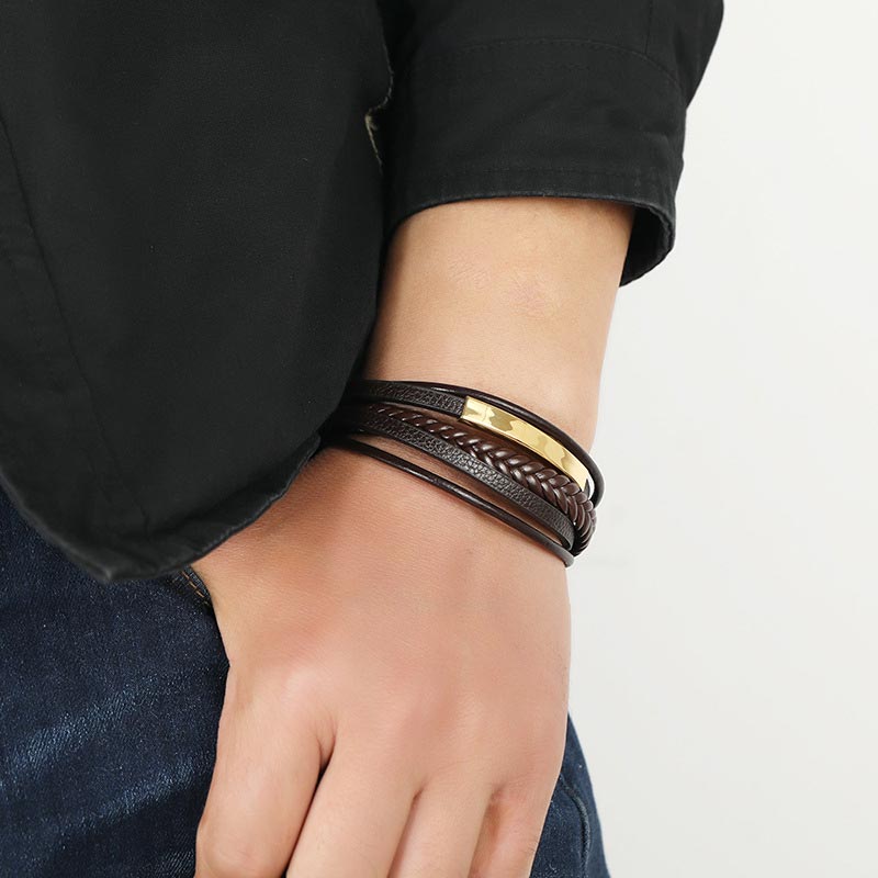 Bracelet porte-bonheur en acier titane | Équilibre spirituel unisexe