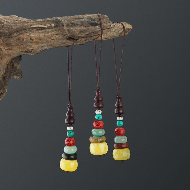 Décoration spirituelle à suspendre pour téléphone en bois de santal vert et ébène