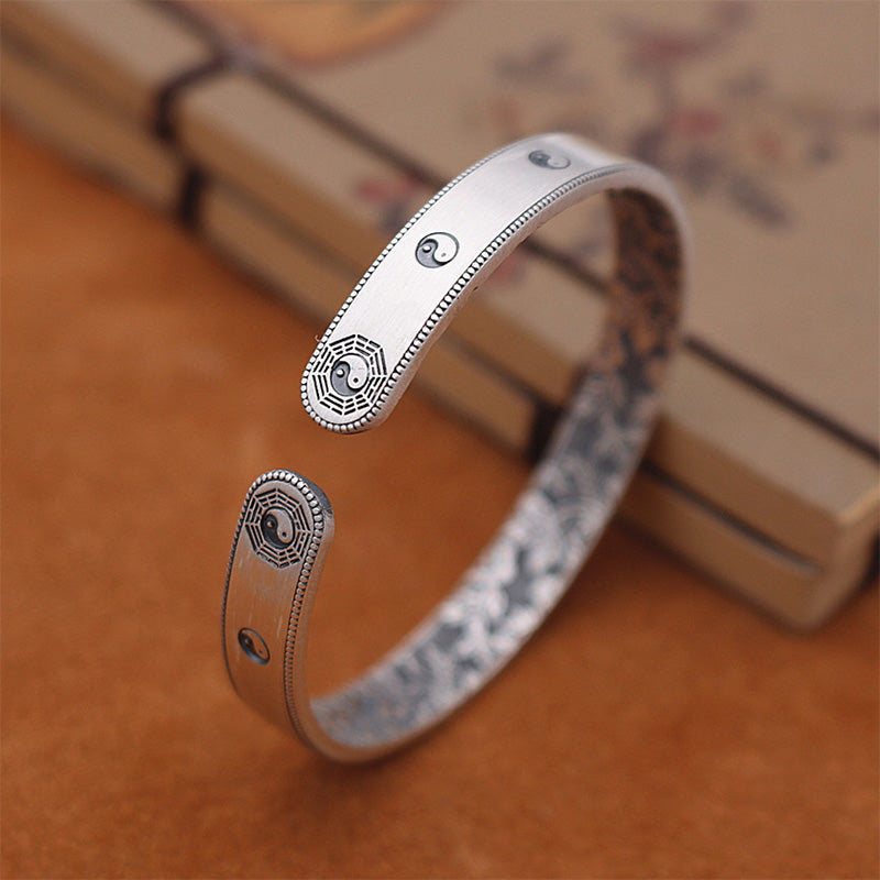 Bracelet d'équilibre Bagua Yin Yang en argent sterling 999