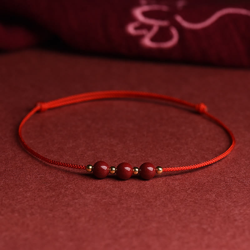 Cinnabar Bracelet and Anklet with Lucky Blessed String