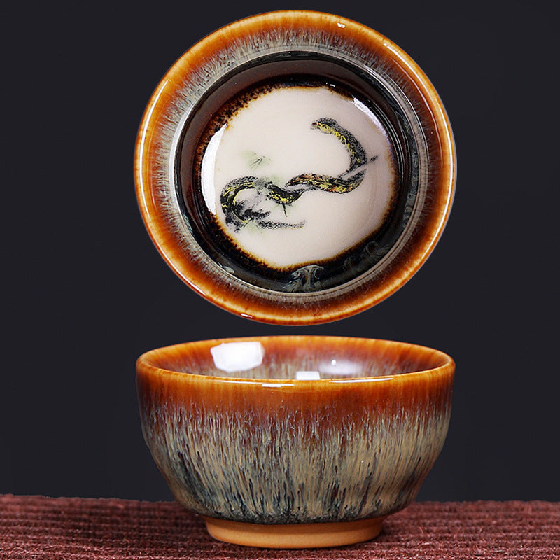 Tasse à thé en céramique 73 ml avec 12 signes du zodiaque chinois pour rituel du thé