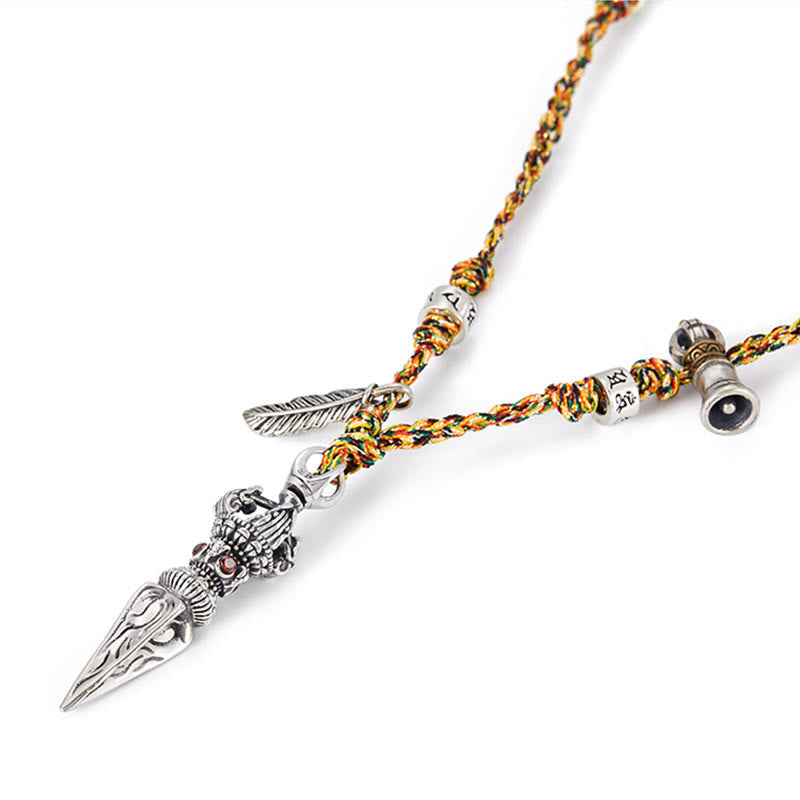 Collier Om Mani Padme Hum en argent sterling 925, pendentif Dorje Vajra