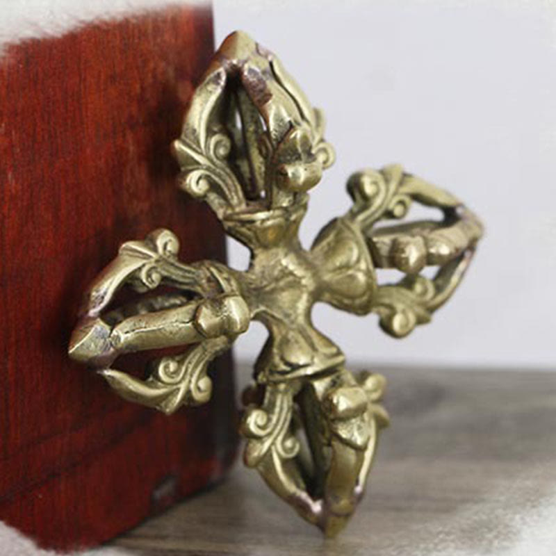 Rituel de force spirituelle double Dorje Vajra en cuivre de 6,7 cm