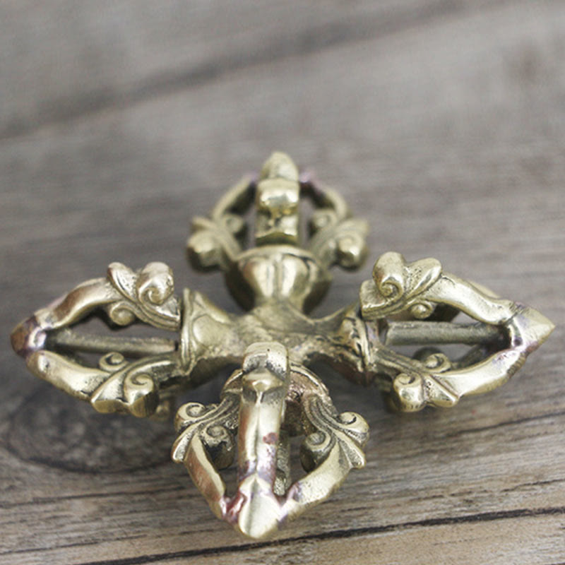 Rituel de force spirituelle double Dorje Vajra en cuivre de 6,7 cm