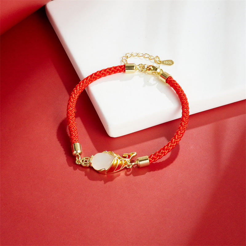 Chalcedony Koi Fish Bracelet Necklace for Luck & Wealth