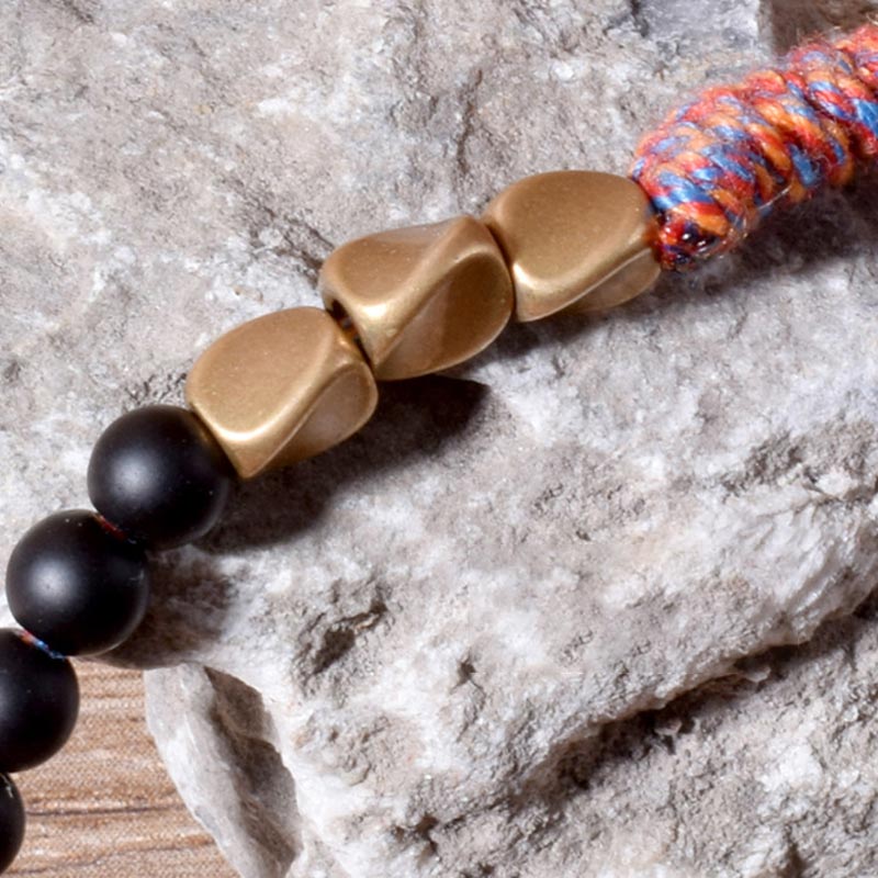 Bracelet à pampilles en onyx noir de 17 à 18 cm | Protection et solidité