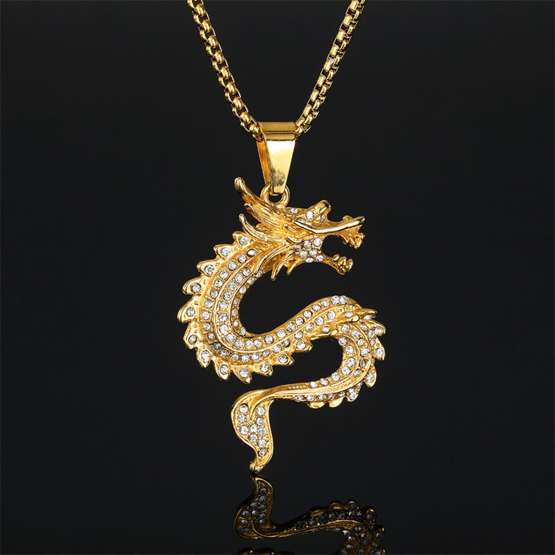 Collier dragon avec pendentif de protection en zircon | Sons de guérison