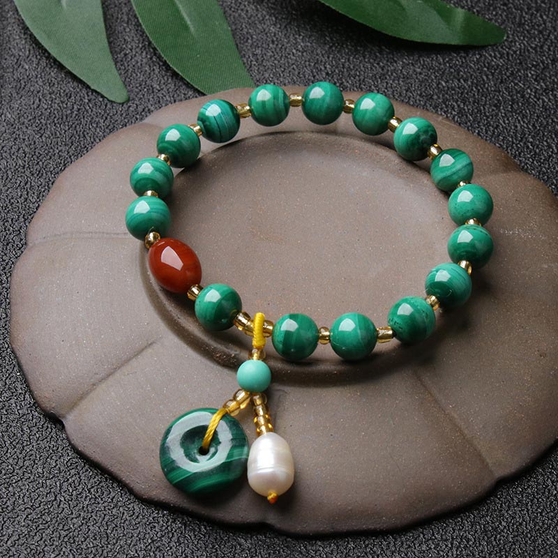 Bracelet de protection en agate rouge malachite 7 mm