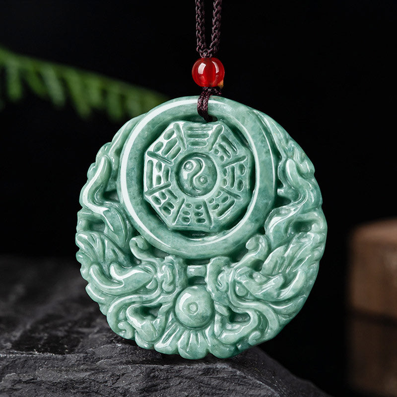 Collier Dragon Yin Yang en Jade pour l'équilibre et la prospérité